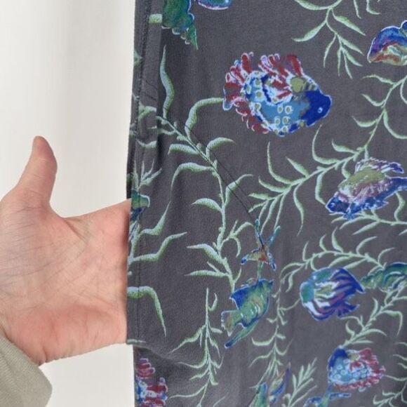 Fresh Produce Fish Print‎ Midi DRESS Small Gray Blue Coastal Tropical Resort - Picture 6 of 14